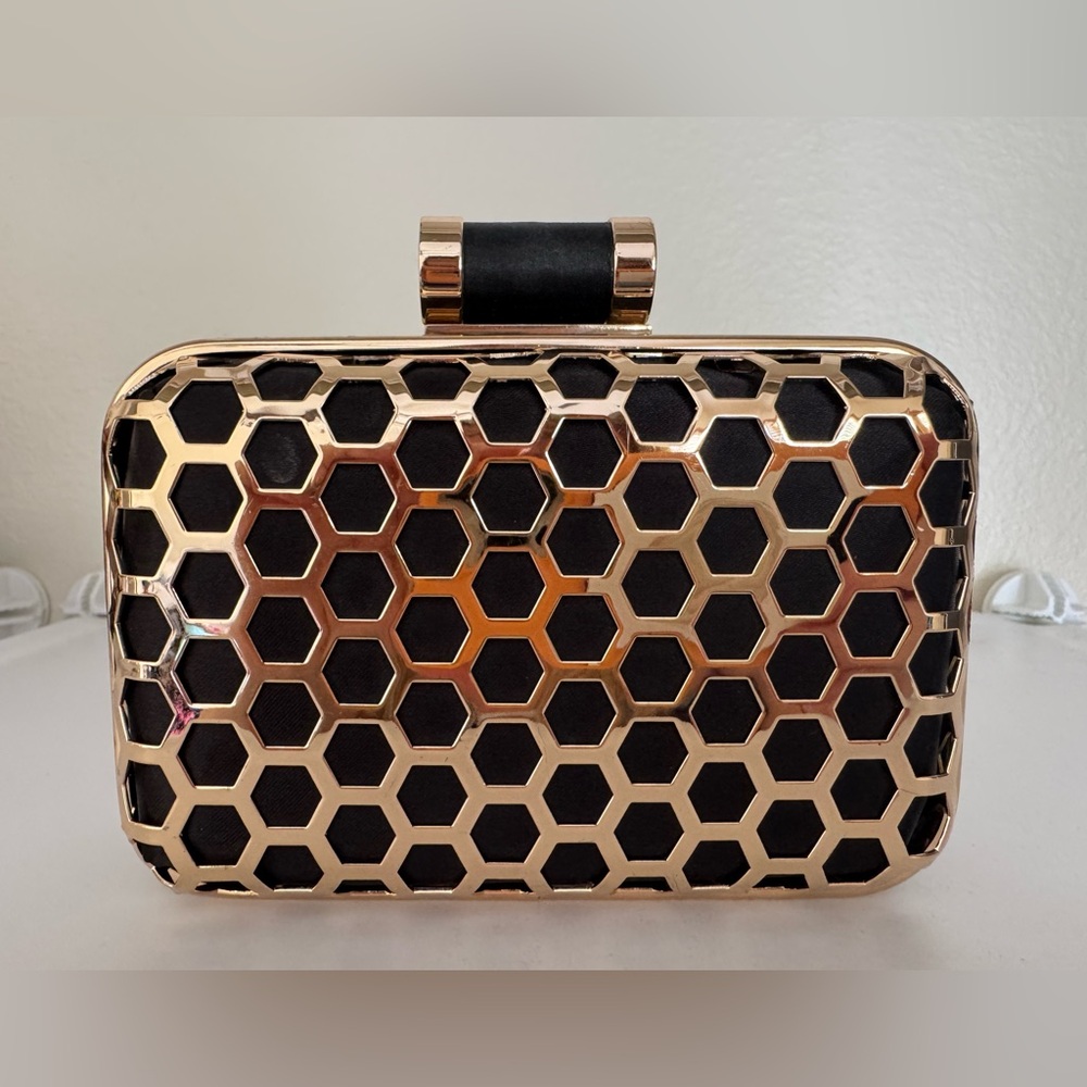 Vintage Black and Gold Geometric Clutch